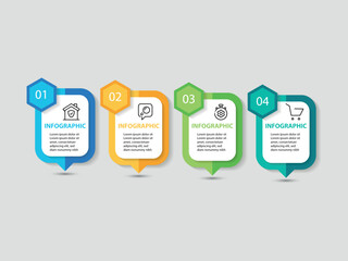 Vector Infographic design business template with icons and 4 options or steps. Can be used for process diagram, presentations, workflow layout, banner, flow chart, info graph