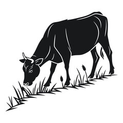 Black Vector Silhouette of a Cow Standing Still