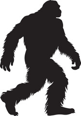 Bigfoot Silhouette Vector Illustration on Transparent Background