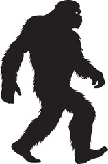 Bigfoot Silhouette Vector Illustration on Transparent Background