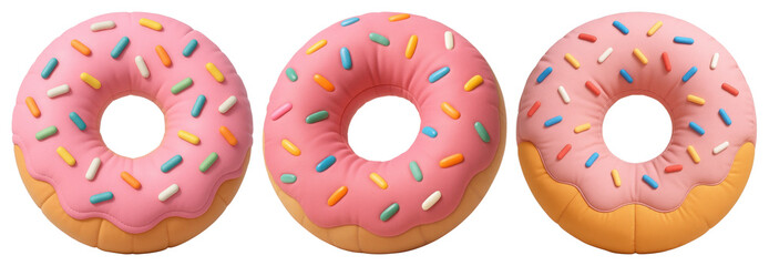 Fototapeta premium PNG Colorful donut pillow design., transparent background