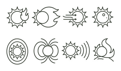Celestial bodies set. space, planet, orbit, galaxy, sun, moon, star silhouette vector icons.