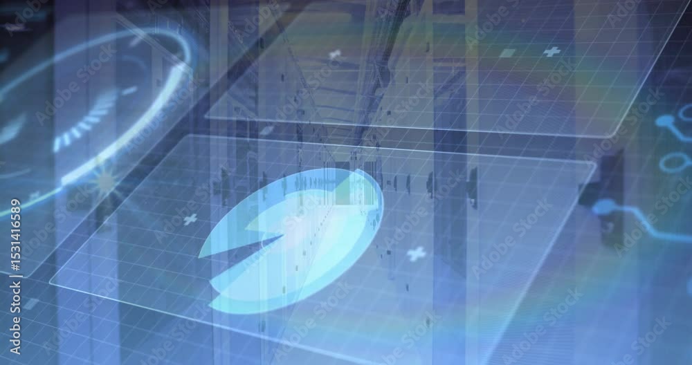 Poster after grid activation 3d ui floating disc wedge opening closing completing data scan