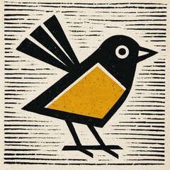 woodcut vector illustration of an abstract bird