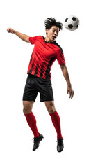 Dynamic Soccer Player in Motion: Captivating Action Shot of an Athlete Leaping to Head a Ball