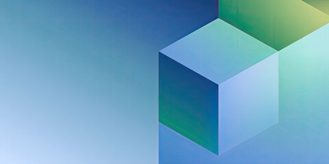 Fototapeta premium Abstract geometric pattern of overlapping light blue, teal, and pale green cubes