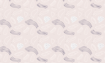 Delicate minimalist abstract seamless vector pattern with line art