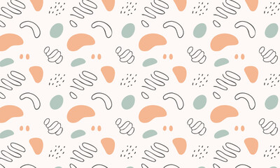 Playful abstract seamless vector pattern with doodles and textures