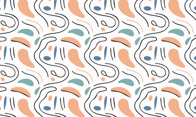 	Creative abstract seamless vector pattern with hand-drawn doodles