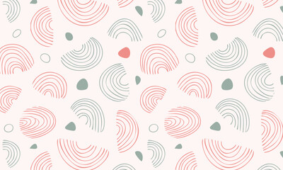 Minimalist abstract seamless vector pattern with textured arches