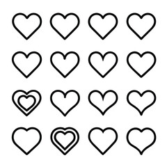 "Romantic Heart Icons Collection – Vector Design Elements"