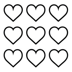 Heart Outline Icons Collection – Vector Design Elements
