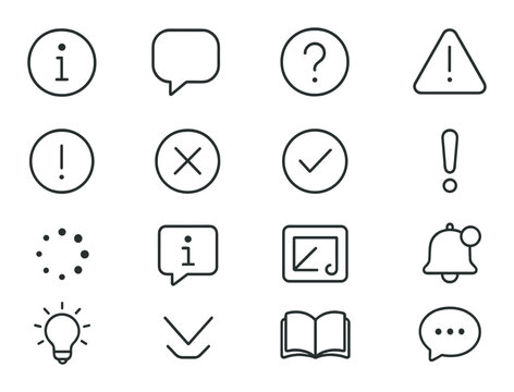 Information icon set: communication, notification, alert, message, flat vector icons