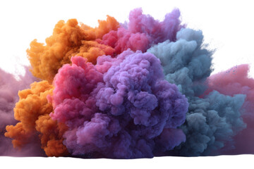 Colorful smoke explosion isolated on transparent background