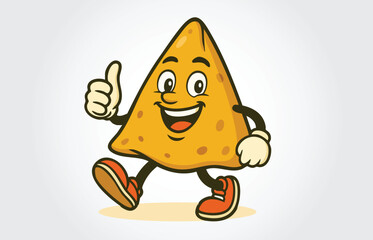 Happy Samosa Nacho Chip Mascot with a Thumbs Up