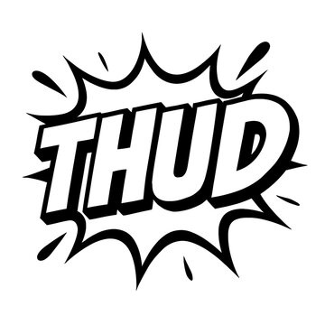 Impactful Black and White "THUD" Comic Book Sound Effect Vector
