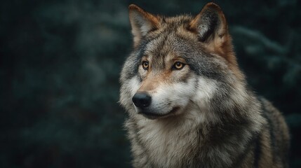 Fototapeta premium Grey Wolf portrait staring