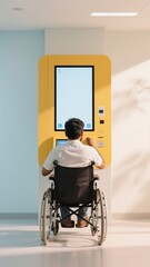 Person in Wheelchair at Hospital Kiosk