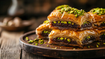 Rich chocolate baklava with pista  A385A