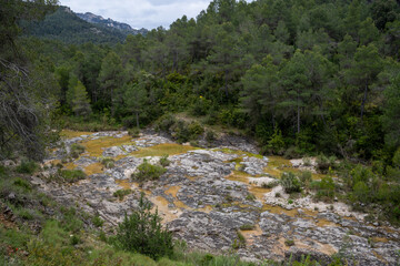 Toll del Vidre Natural swimming pool in a hidden river oasis at Toll del Vidre, near Arnes. A peaceful destination for nature lovers and hikers.