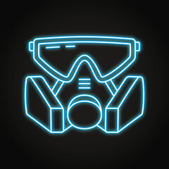 Respirator mask and safety glasses neon icon