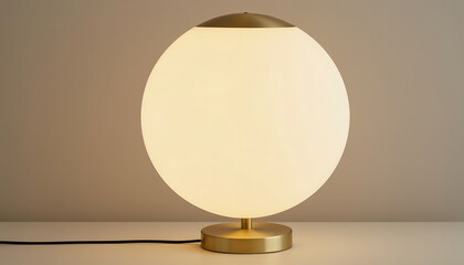 Elegant Modern Lamp with an Oval Milk Glass Shade and Golden Base.