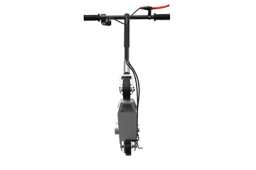 Sleek Designed Silver Electric Scooter, Convenient Personal Transport for City Travel and Daily Commute, Alternative Urban Mobility, Eco-Friendly Battery Vehicle, Isolated on White Background.