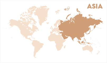 Asia continent map-01, Map of Asia, highlighted on the world map, Asia on the world map, Satellite view, Asia location on the globe.