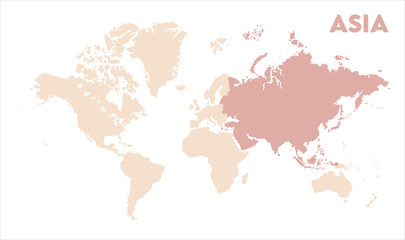 Asia continent map-04, Map of Asia, highlighted on the world map, Asia on the world map, Satellite view, Asia location on the globe.