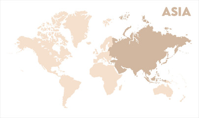 Asia continent map-03, Map of Asia, highlighted on the world map, Asia on the world map, Satellite view, Asia location on the globe.