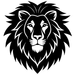 lion head vector Silhouette on white background