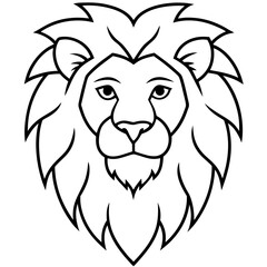 lion head vector line art on white background