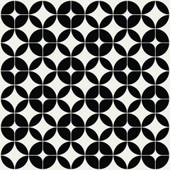 Mid century modern floral geometric pattern in black and white. Graphical illustration for a unique textiles and home décor.	
