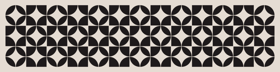 Mid century modern floral geometric pattern in black and white. Graphical illustration for a unique banners, textiles and home décor.	
