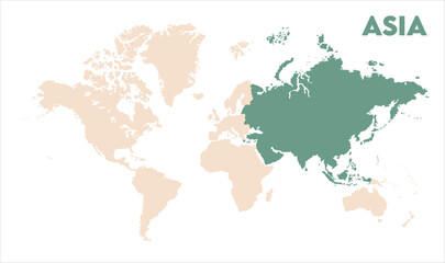 Asia in world map-11, Map of Asia, highlighted on the world map, Asia on the world map, Satellite view, Asia location on the globe.