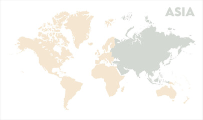 Asia outline in global map-13, Map of Asia, highlighted on the world map, Asia on the world map, Satellite view, Asia location on the globe.