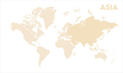 Asia outline in global map-14, Map of Asia, highlighted on the world map, Asia on the world map, Satellite view, Asia location on the globe.