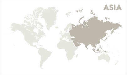 Economic map of Asia in world-09, Map of Asia, highlighted on the world map, Asia on the world map, Satellite view, Asia location on the globe.