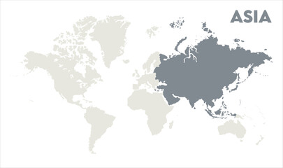 Economic map of Asia in world-11, Map of Asia, highlighted on the world map, Asia on the world map, Satellite view, Asia location on the globe.