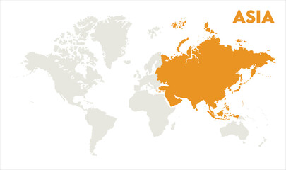 Economic map of Asia in world-15, Map of Asia, highlighted on the world map, Asia on the world map, Satellite view, Asia location on the globe.