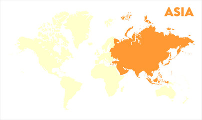 Naklejka premium Minimalist Asia map-03, Map of Asia, highlighted on the world map, Asia on the world map, Satellite view, Asia location on the globe.