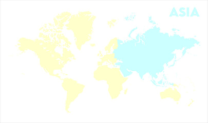 Minimalist Asia map-11, Map of Asia, highlighted on the world map, Asia on the world map, Satellite view, Asia location on the globe.