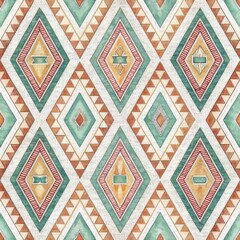 Seamless abstract African tribal pattern concept Geometric patterned design with diamonds and triangles in earthy tones.