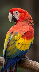 Fototapeta premium Beautiful red and yellow macaw with 4k resolution