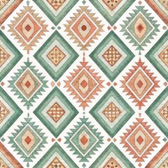 Seamless abstract African tribal pattern concept Intricate geometric pattern with diamond shapes and earthy tones.