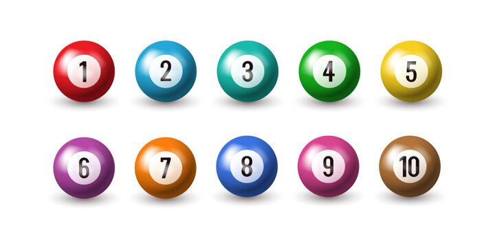 Bingo balls. Set of vector 3d balls isolated on white background.