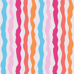 Bright summer seamless pattern with wavy ornament. Vector background with colorful curved lines.