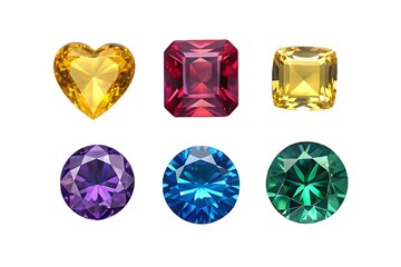 Fototapeta premium Assortment of colorful gemstones isolated on white background