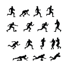 American football player silhouettes action set