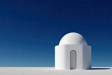 White dome house on a bright blue sky